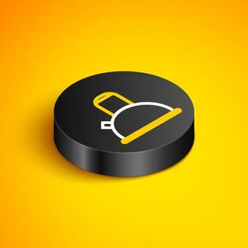 Isometric line Kettle with handle icon isolated on yellow background. Teapot Illustration