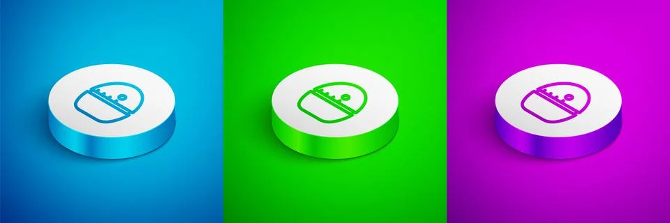 Isometric line Kitchen timer icon isolated on blue, green and purple background Stock Illustration