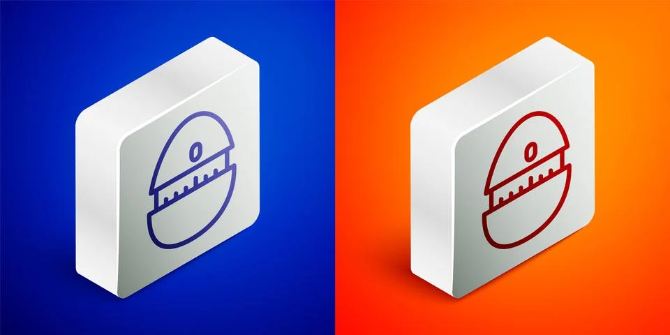 Isometric line Kitchen timer icon isolated on blue and orange background Illustrazione stock