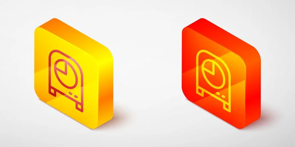 Isometric line Kitchen timer icon isolated on grey background. Cooking uten.. 库存插图