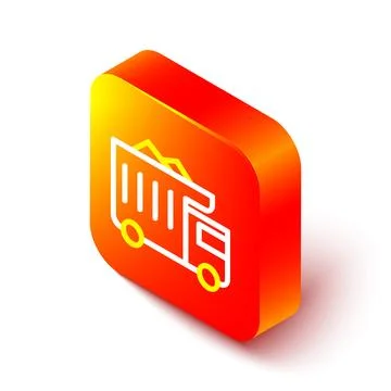 Isometric line Large industrial mining dump truck icon isolated on white ba.. 스톡 일러스트