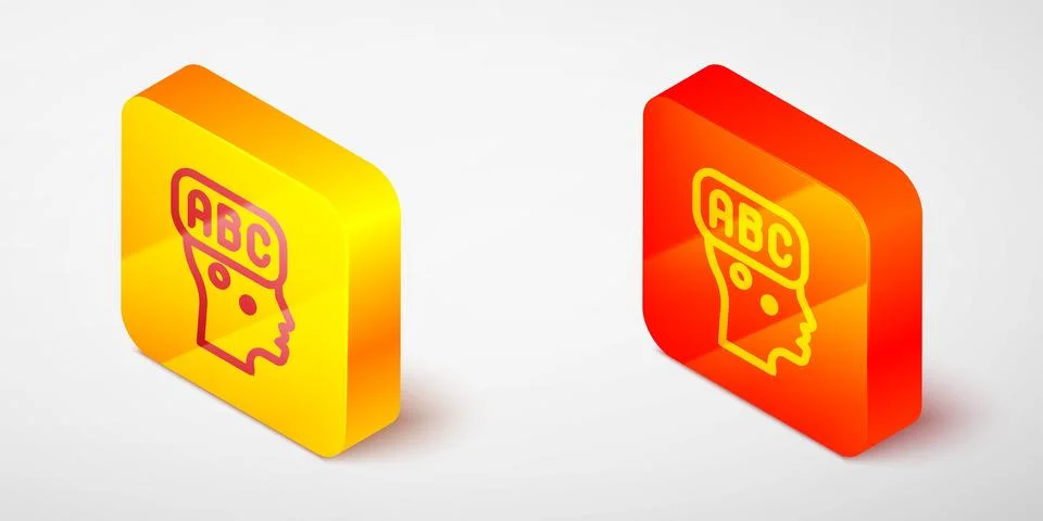 Isometric line Learning foreign languages icon isolated on grey background... Stock Illustration
