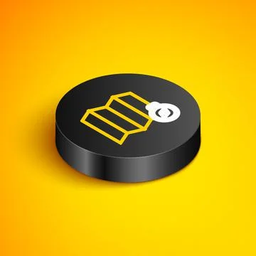 Isometric line Location of the forest on a map icon isolated on yellow backgr Stock Illustration