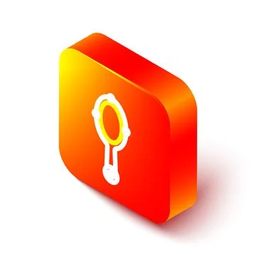 Isometric line Magic hand mirror icon isolated on white background. Orange Stock Illustration