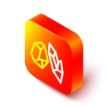 Isometric line Magic stone icon isolated on white background. Fantasy crystal Illustrazione stock