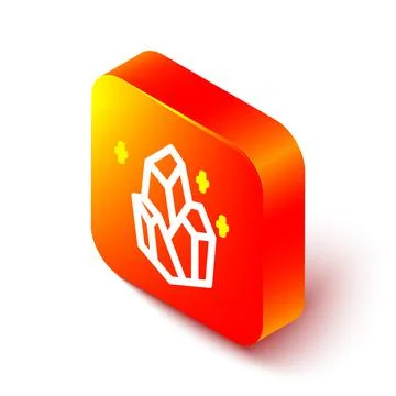 Isometric line Magic stone icon isolated on white background. Fantasy crystal Stock Illustration