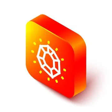 Isometric line Magic stone icon isolated on white background. Fantasy crystal Stock Illustration