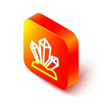 Isometric line Magic stone icon isolated on white background. Fantasy crystal Illustrazione stock