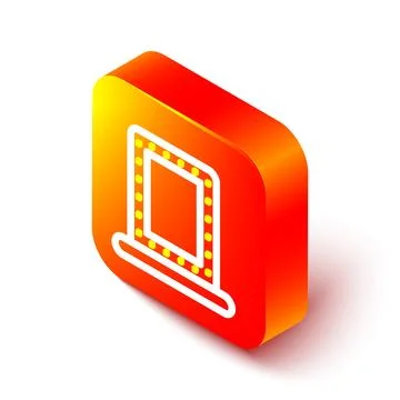 Isometric line Makeup mirror with lights icon isolated on white background... Stock Illustration
