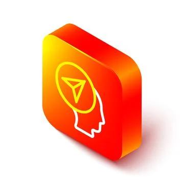 Isometric line Map marker with a silhouette of a person icon isolated on whit Stock Illustration