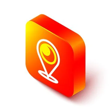 Isometric line Map pointer with billiard pool snooker ball with number 8 icon Stock Illustration