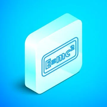 Isometric line Math system of equation solution icon isolated on blue background Stock Illustration