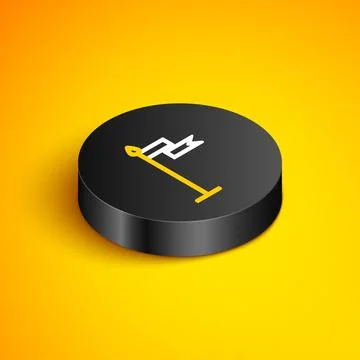 Isometric line Medieval flag icon isolated on yellow background. Country, state Stock Illustration