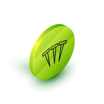 Isometric line Metallic nails icon isolated on white background. Green circle Stock Illustration