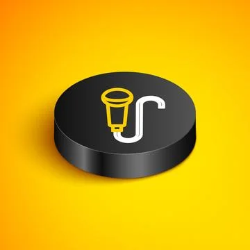 Isometric line Microphone icon isolated on yellow background. On air radio .. Stock Illustration