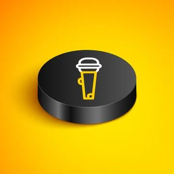 Isometric line Microphone icon isolated on yellow background. On air radio .. Stock Illustration