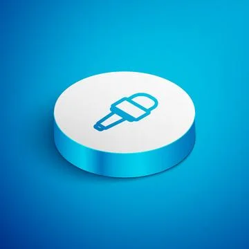 Isometric line Microphone icon isolated on blue background. On air radio mic  Stock Illustration