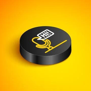 Isometric line Microphone voice device icon isolated on yellow background. .. Stock Illustration