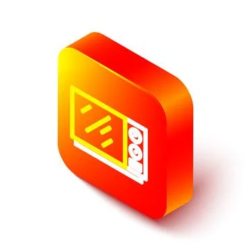 Isometric line Microwave oven icon isolated on white background. Home applian イラスト素材