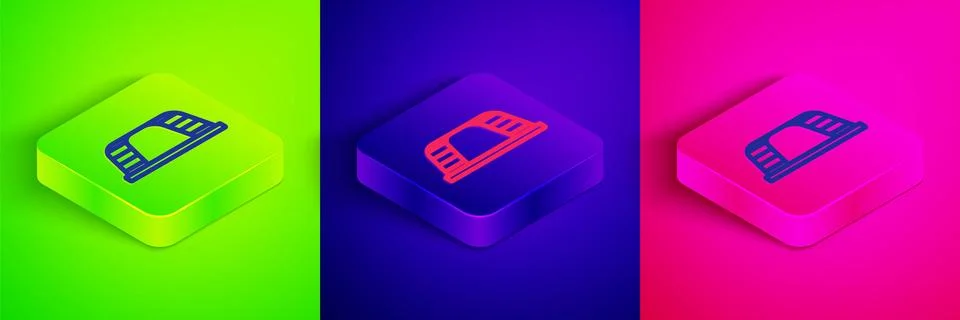 Isometric line Monkey bar icon isolated on green, blue and pink background Stock Illustration