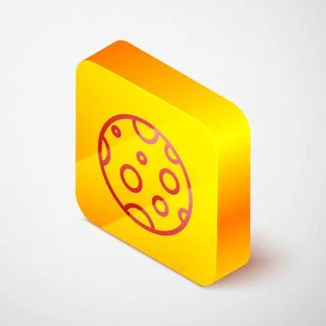 Isometric line Moon icon isolated on grey background. Yellow square button... Stock Illustration