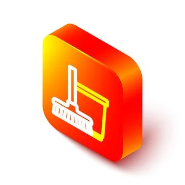 Isometric line Mop and bucket icon isolated on white background. Cleaning Stock-Illustration