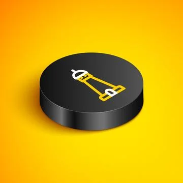 Isometric line Mosque tower or minaret icon isolated on yellow background. .. Stock Illustration