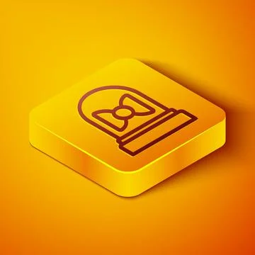 Isometric line Motion sensor icon isolated on orange background. Yellow square Stock Illustration