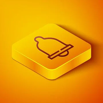 Isometric line Motion sensor icon isolated on orange background. Yellow square Stock Illustration