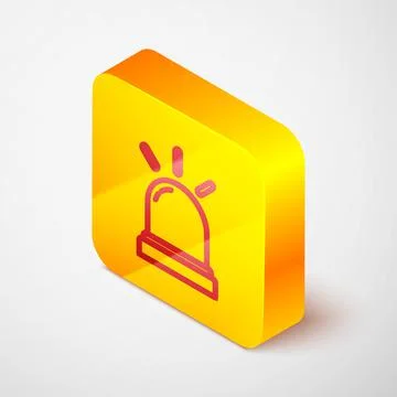 Isometric line Motion sensor icon isolated on grey background. Yellow square Stock Illustration