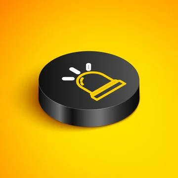 Isometric line Motion sensor icon isolated on yellow background. Black circle Stock Illustration