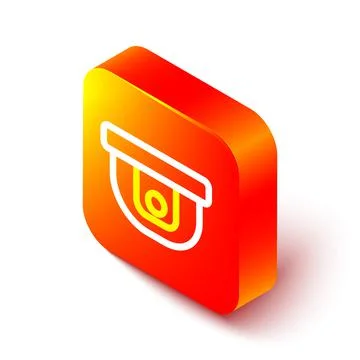 Isometric line Motion sensor icon isolated on white background. Orange square Stock Illustration