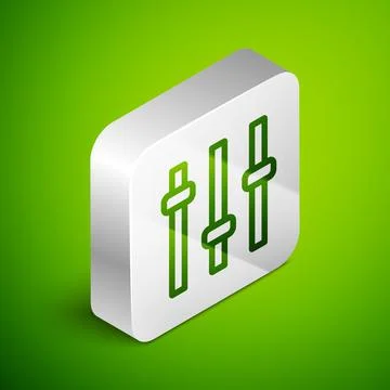 Isometric line Music equalizer icon isolated on green background. Sound wave Stock Illustration