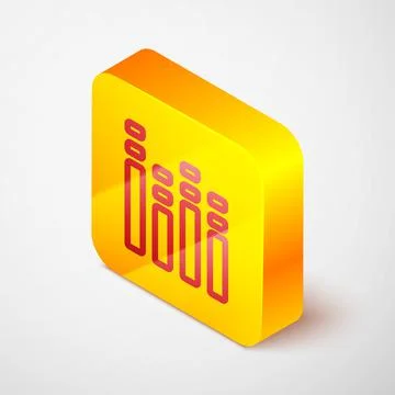 Isometric line Music equalizer icon isolated on grey background. Sound wave Stock Illustration