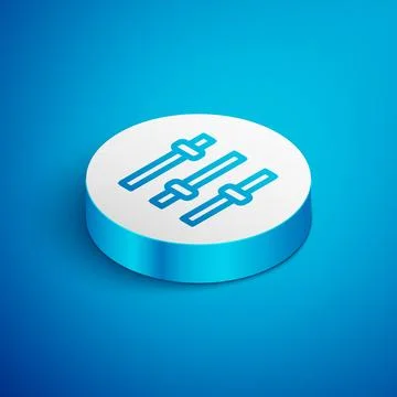 Isometric line Music equalizer icon isolated on blue background. Sound wave.  Stock Illustration