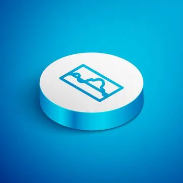 Isometric line Music wave equalizer icon isolated on blue background. Sound wave Stock Illustration