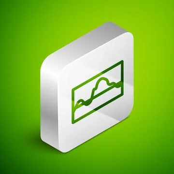 Isometric line Music wave equalizer icon isolated on green background. Sound Stock Illustration
