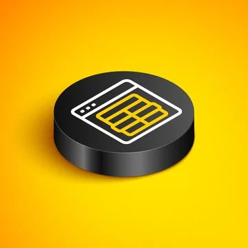 Isometric line MySQL code icon isolated on yellow background. HTML Code sym.. Stock Illustration