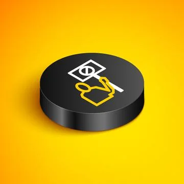 Isometric line Nature saving protest icon isolated on yellow background. Earth Illustrazione stock