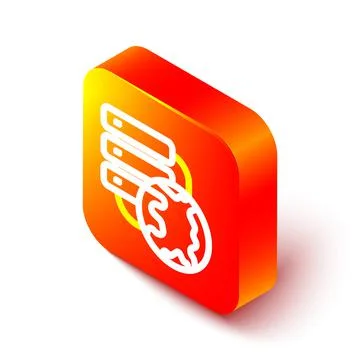 Isometric line Network cloud connection icon isolated on white background 스톡 일러스트