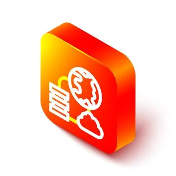 Isometric line Network cloud connection icon isolated on white background Stock Illustration