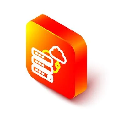 Isometric line Network cloud connection icon isolated on white background. So Illustrazione stock