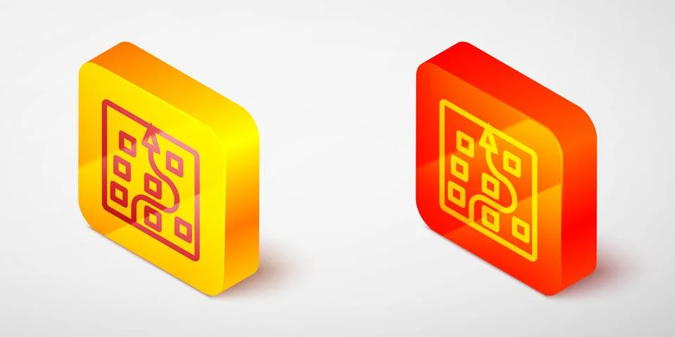 Isometric line Neural network icon isolated on grey background. Artificial Stock Illustration