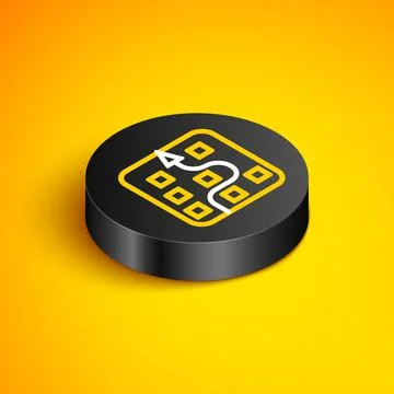 Isometric line Neural network icon isolated on yellow background. Artificial Stock Illustration