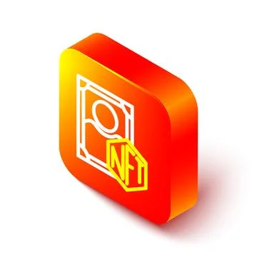 Isometric line NFT Digital crypto art icon isolated on white background. Non Stock Illustration