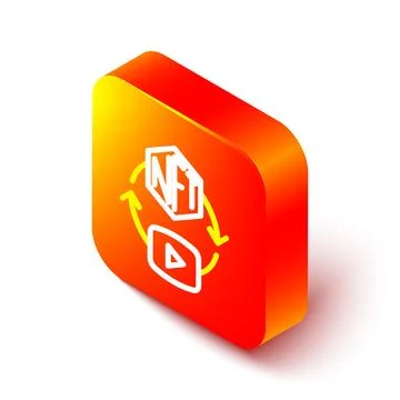 Isometric line NFT Digital crypto art icon isolated on white background. Non Stock Illustration