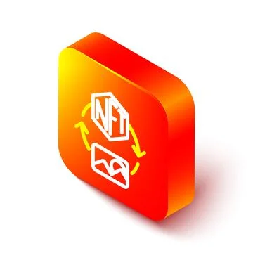 Isometric line NFT Digital crypto art icon isolated on white background. Non Stock Illustration