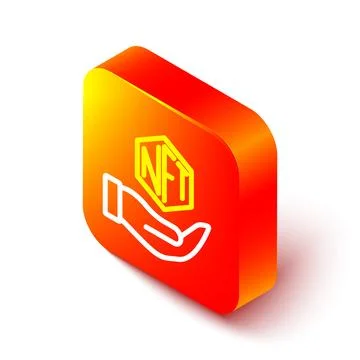 Isometric line NFT Digital crypto art icon isolated on white background. No.. Stock Illustration