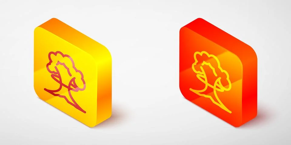 Isometric line Nuclear explosion icon isolated on grey background. Atomic b.. Stock Illustration