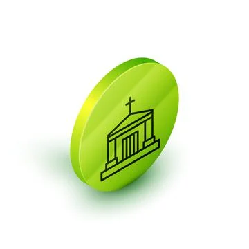 Isometric line Old crypt icon isolated on white background. Cemetery symbol Ilustración de archivo
